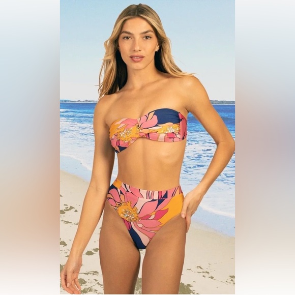Trina Turk Other - Trina Turk High Waist 2PC Breeze Bandeau Swimsuit Bathing Suit Womens Sz 10 NWT